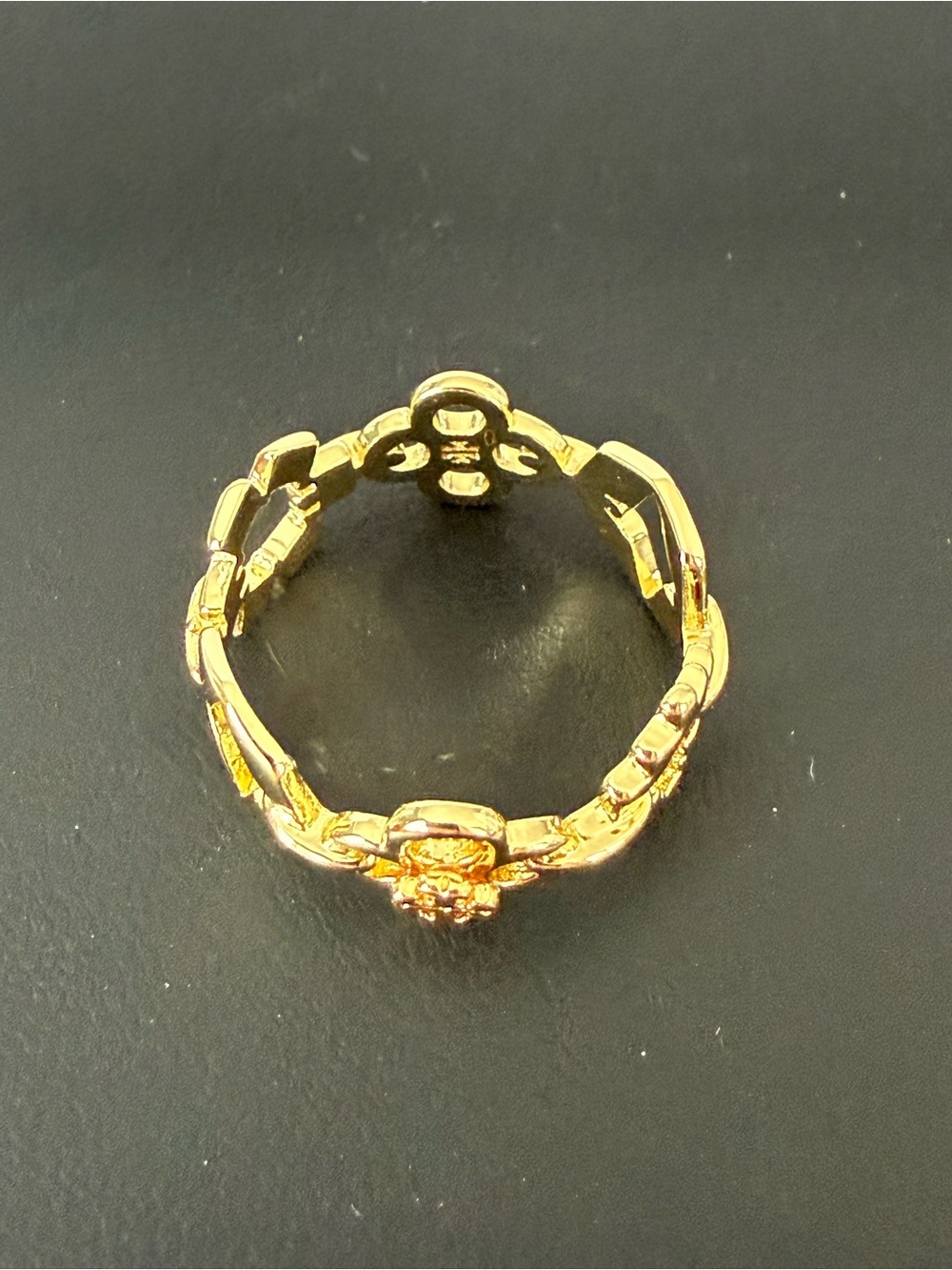 Tory Burch | Gold Plated Floral Link Statement Ring | Size 8 - Picture 2 of 5